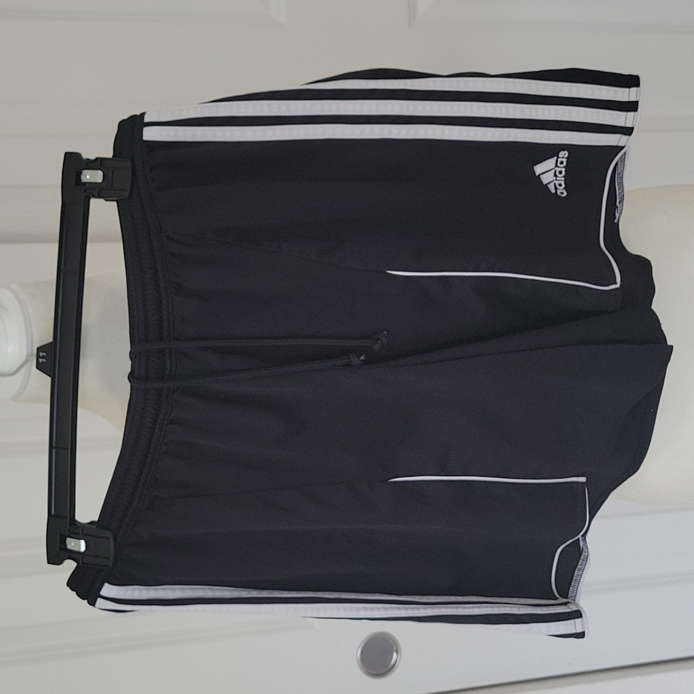 Adidas Women's Size Large Athletic Shorts Black and White Drawstring Wai…